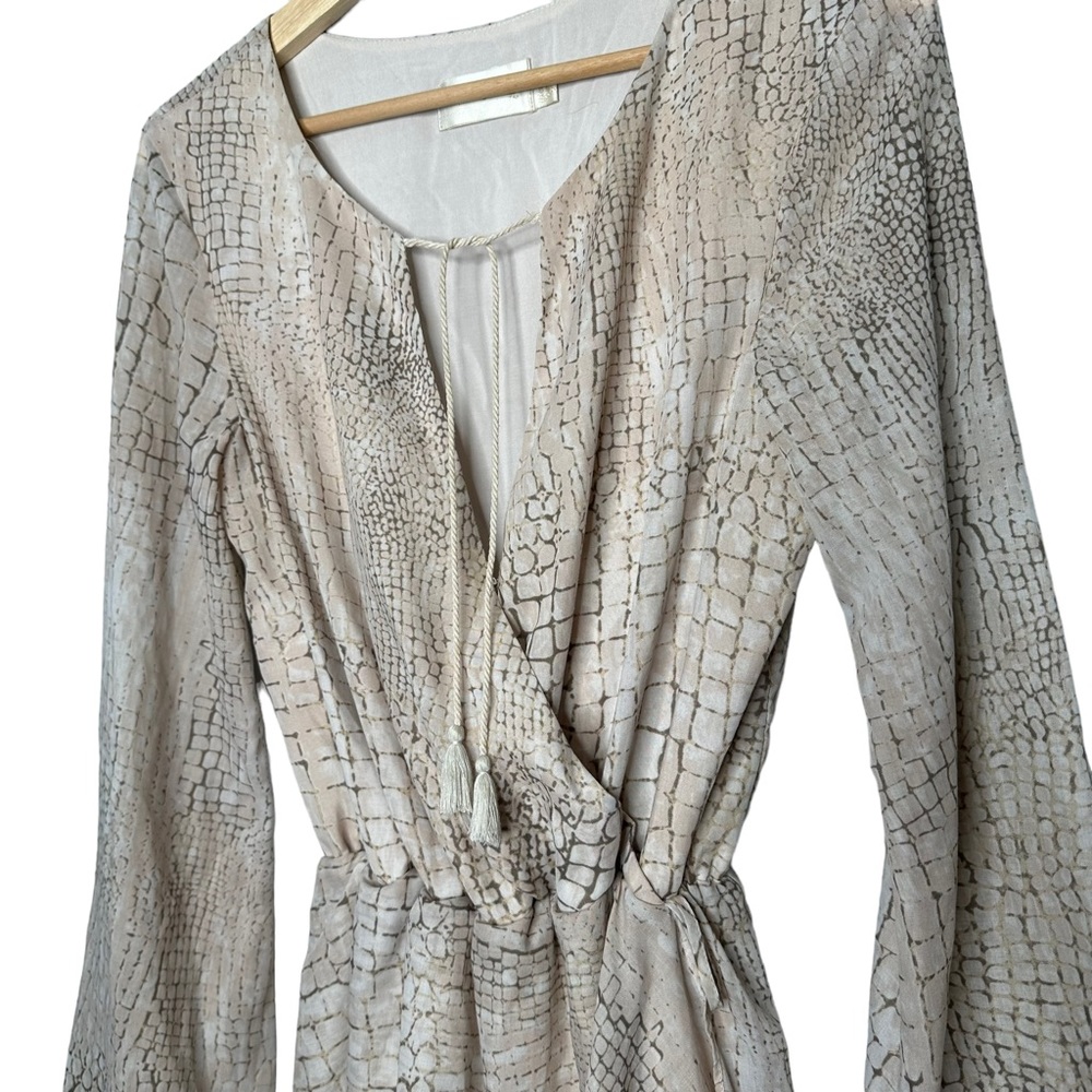 The Jetset Diaries Sobek Snakeskin Print Long Bell Sleeve Romper - Picture 4 of 6